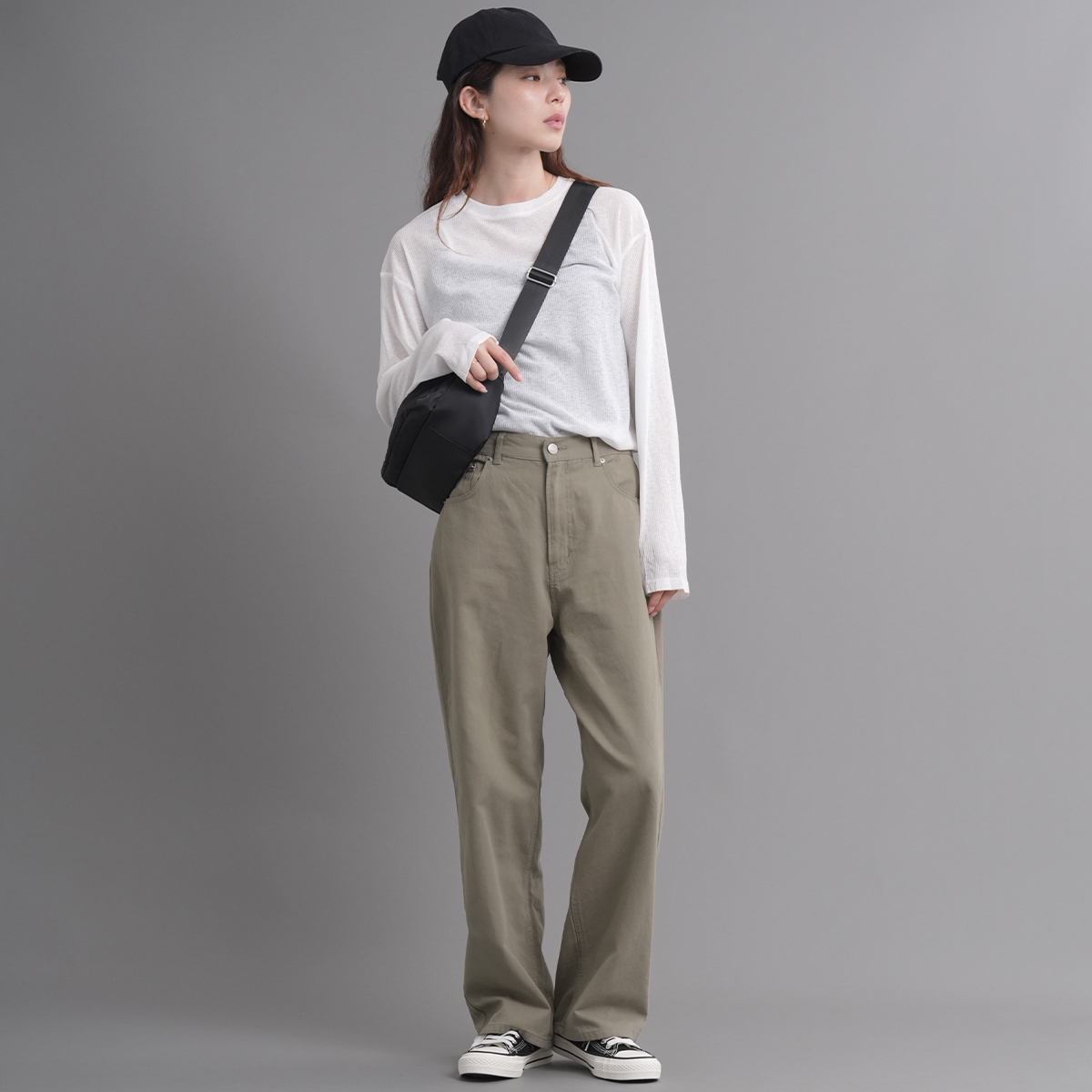 キャンバスカラーワイドパンツ（股下68㎝）